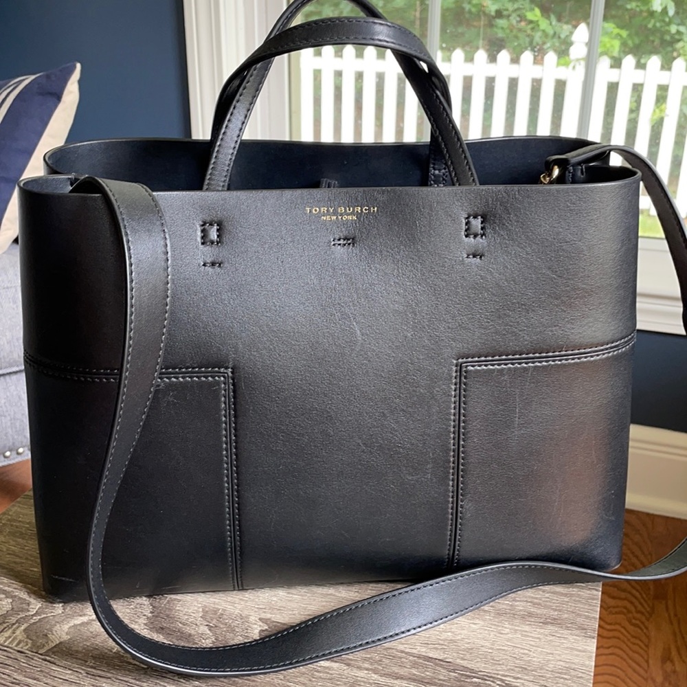 Tory Burch Logo block T Tote Black